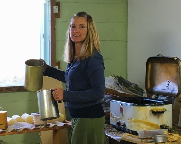 Cheryl making candles